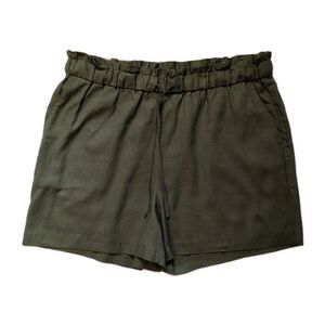 Banana Republic Linen Rayon Blend Paperbag Pull On Shorts Olive Green Women's XL